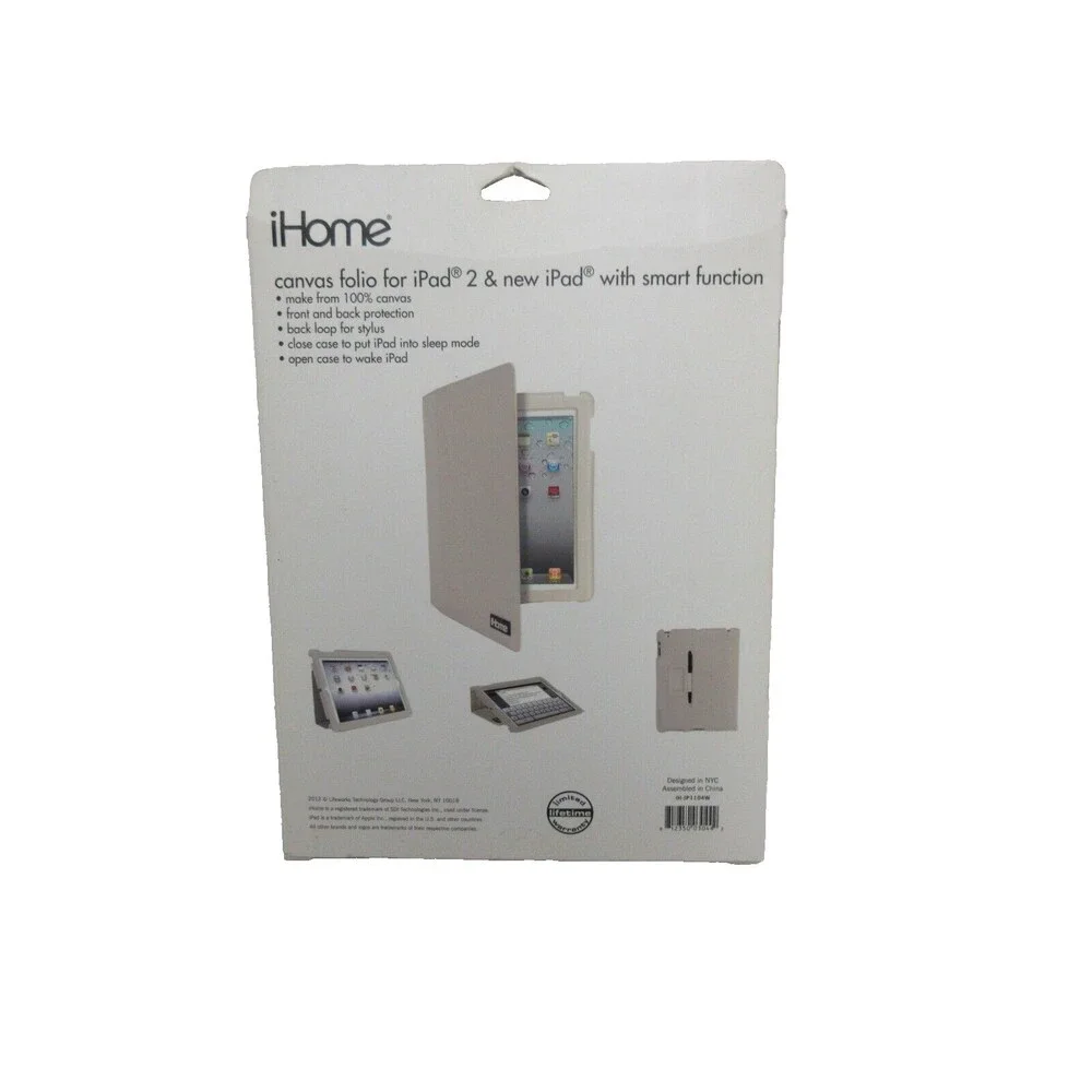 i Home Slim Fit Canvas Folio Case for iPad 2&new Ipad Beige with smart function